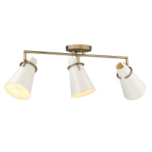 Golden 2122-3SF MBS-GE - Golden Lighting Reeva 3-light Semi-Flush Mount in Modern Brass and Glossy Ecru shade